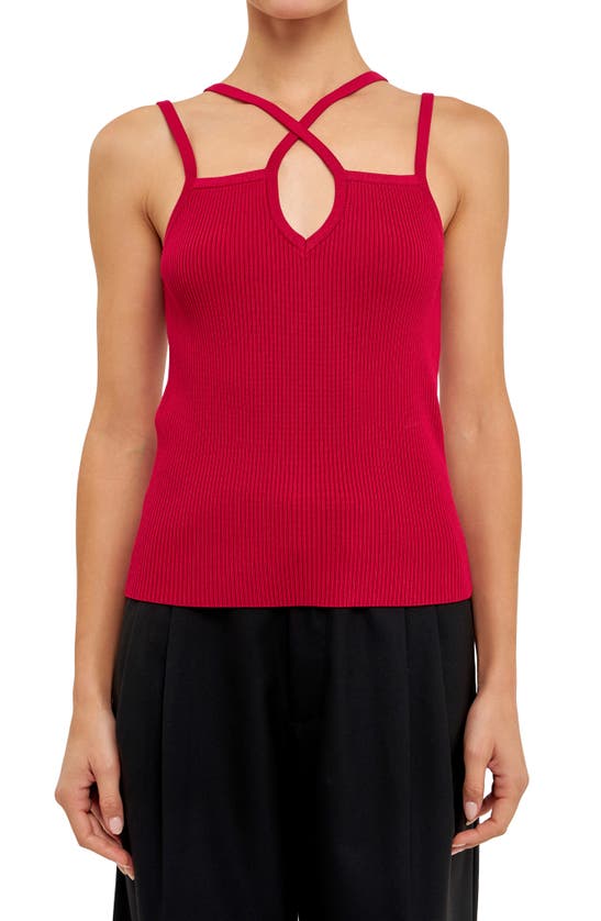 Shop Endless Rose Cross Strap Rib Tank In Red