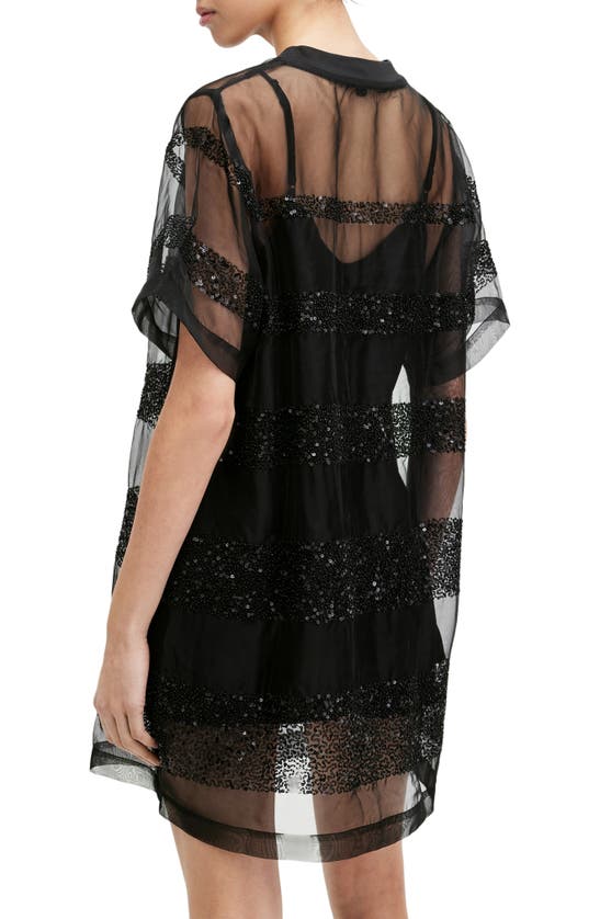 Shop Allsaints Izabela Sheer Bead & Sequin Minidress In Black