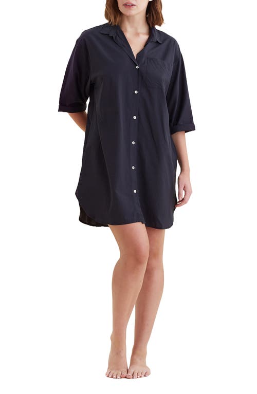 Shop Papinelle Whale Beach Solid Cotton & Modal Nightshirt In Black