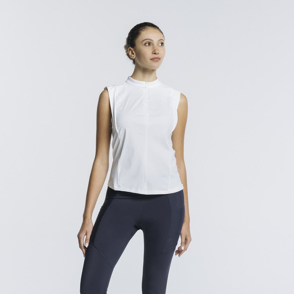Avi Pickleball Volley Zip Sleeveless In White Lotus