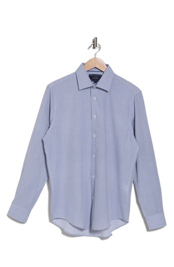 Report Collection Circle Dot Four-way-stretch Button-up Shirt In Blue