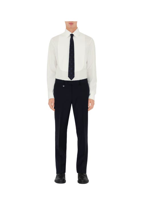 Burberry Suit Pants In Navy Blue Wool. Straight-leg Cut. Zippered Closure And Belt Clip. In Navy