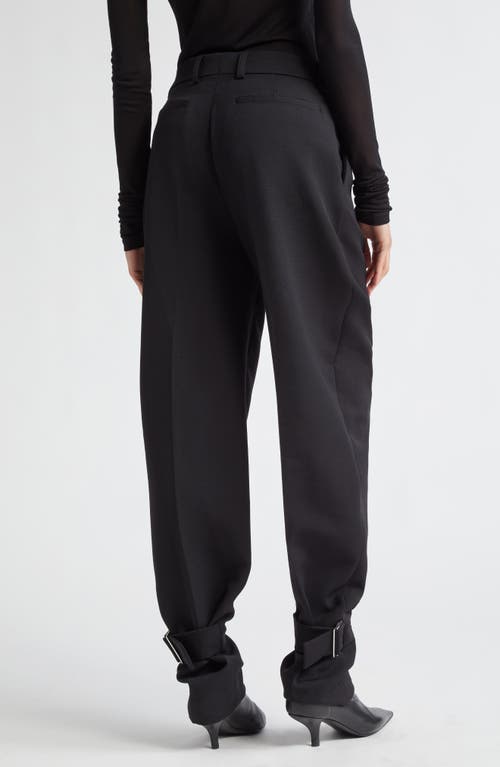 Shop Totême Toteme Slouch Buckle Barrel Leg Wool Blend Trousers In Black