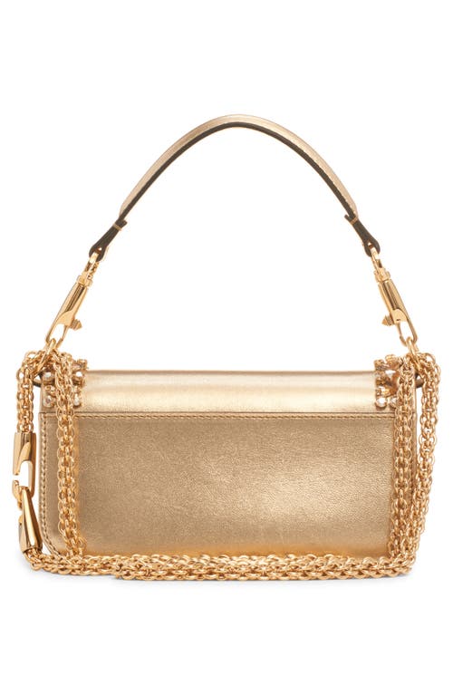 Shop Valentino Garavani Small Jeweled Locò Metallic Leather Shoulder Bag In Crystal-golden Shadow/mekong