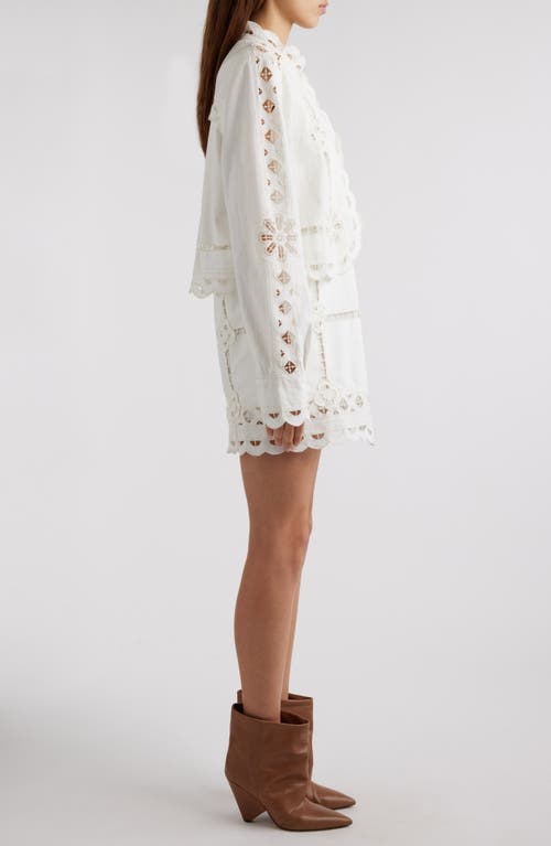 Shop Isabel Marant Praline Eyelet Embroidered Long Sleeve Cotton Dress In White