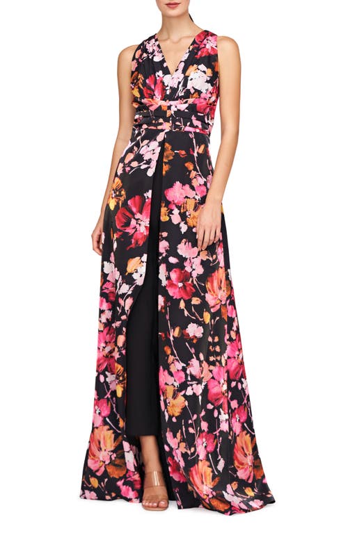 Shop Kay Unger Arlo Floral Maxi Jumpsuit In Saffron/black