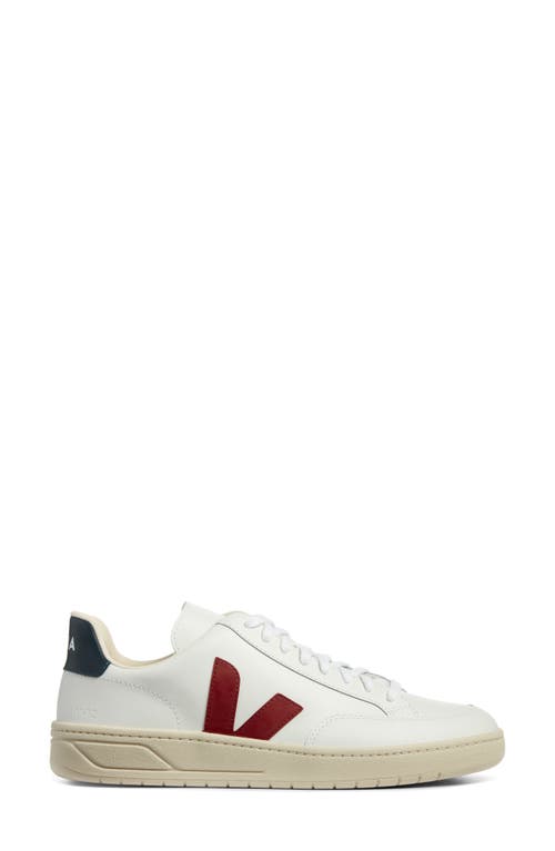 Veja Extra White Marsala And Navy Leather V - 12 Sneakers In Extra White/marsala/nautico