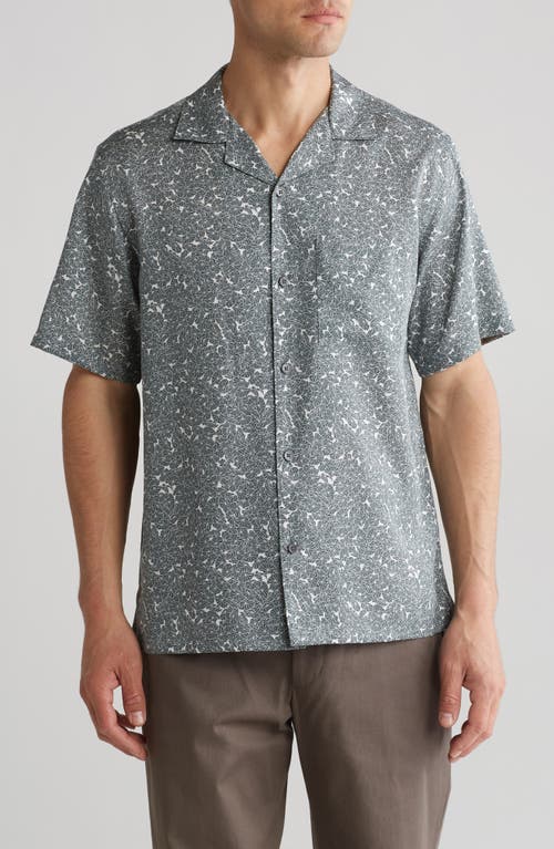 Theory Noll Floral Short Sleeve Button-Up Camp Shirt Ivory/Balsam Green at Nordstrom,