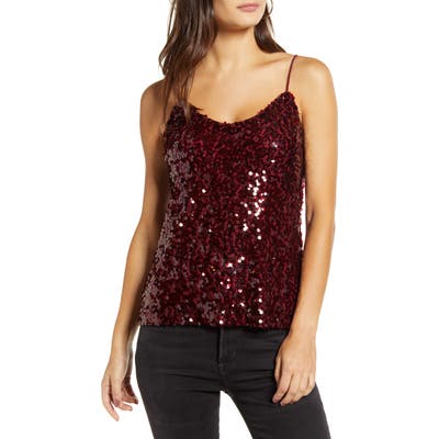 Wayf X Influencers Nashville Sequin Camisole Top, Burgundy (Nordstrom Exclusive)