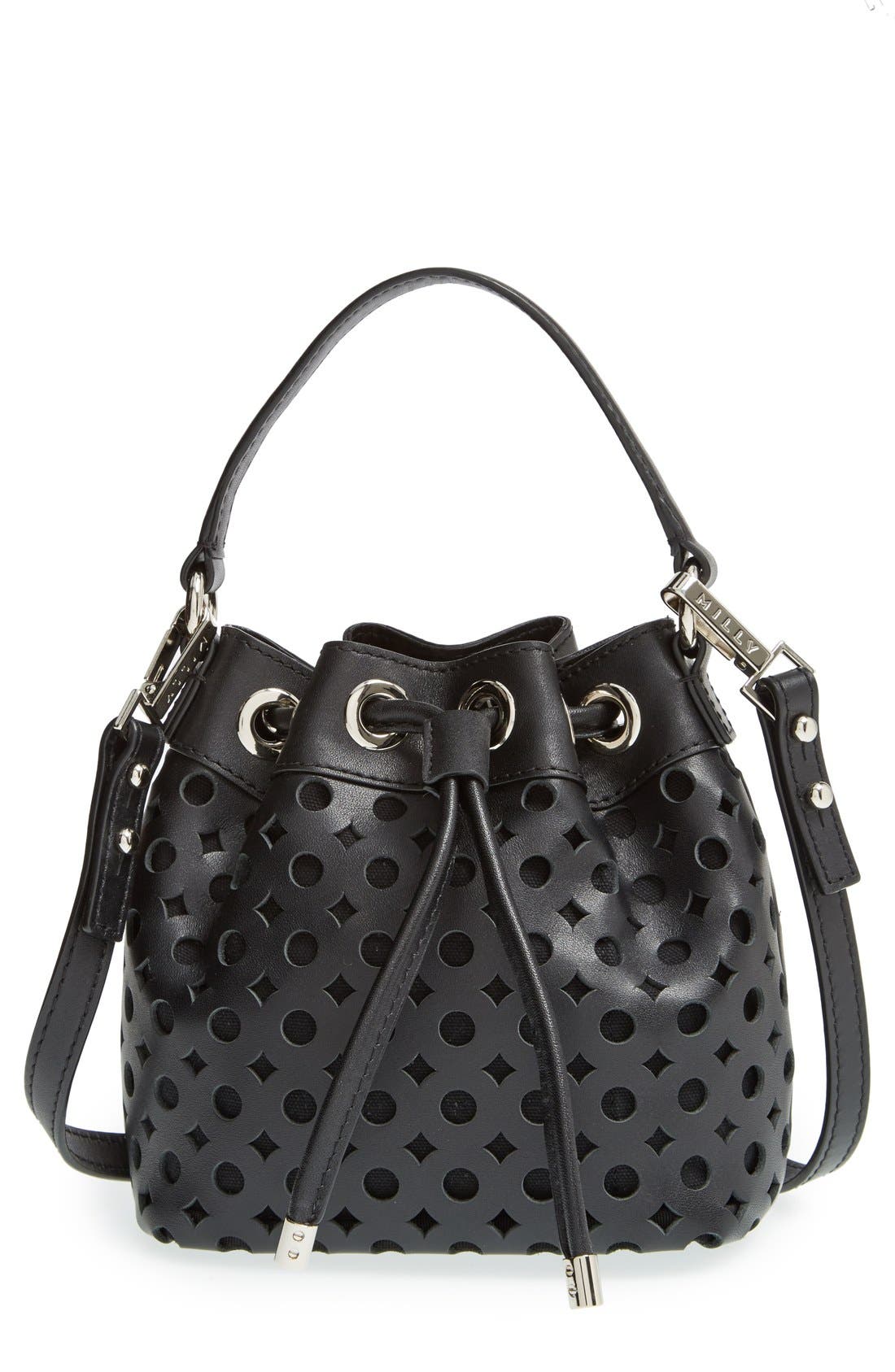 milly perforated leather bucket bag