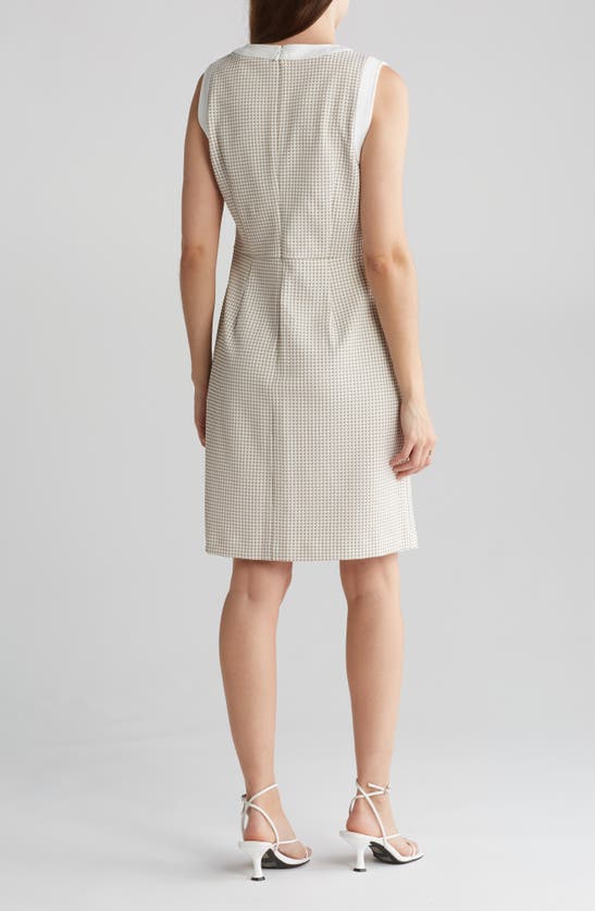 Tommy Hilfiger Grid Textured Sheath Dress In Ivory/khaki