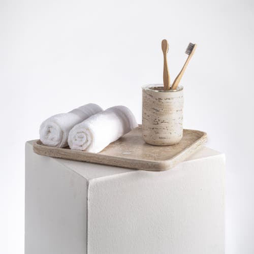 Andjacob Decor Less Is More Toothbrush Holder In Travertine Marble