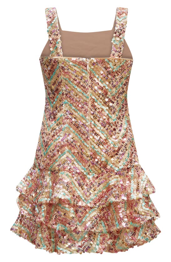 Shop Bardot Kids' Hannah Sequin Chevron Tiered Party Dress In Gold Multi Sequin
