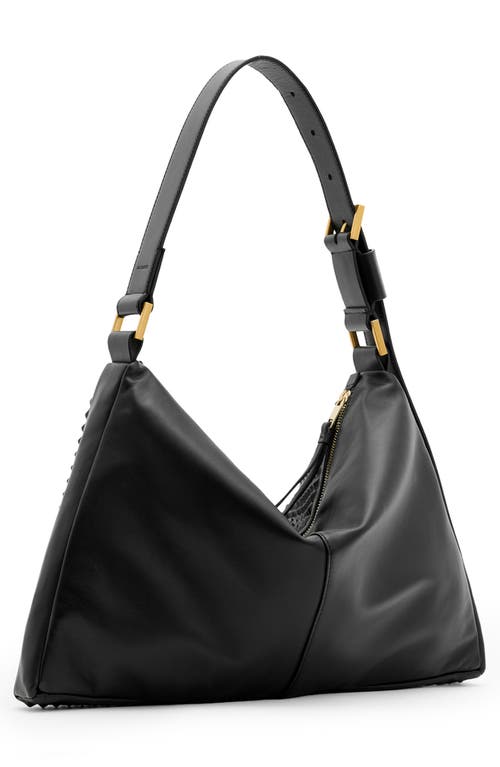 Shop Allsaints Edbury Stud Leather Shoulder Bag In Black