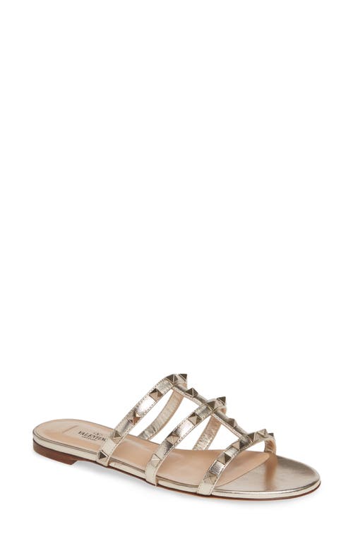 Valentino Garavani Rockstud Slide Sandal In Skin