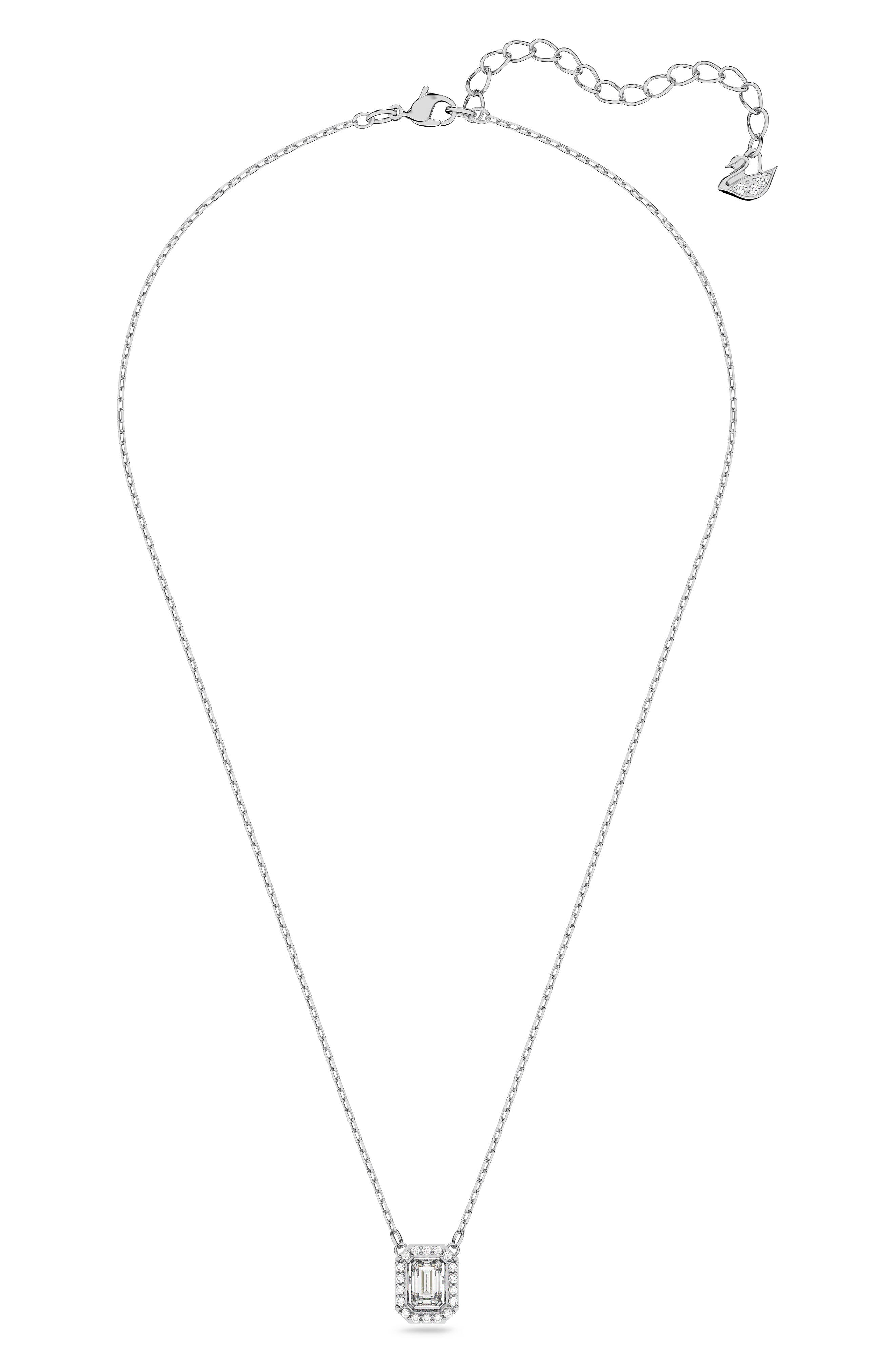 Sterling Silver Rhodium Plated Double CZ Drop Necklace #19 