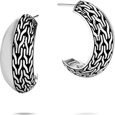 John Hardy Classic Chain Knife Edge Hoop Earrings