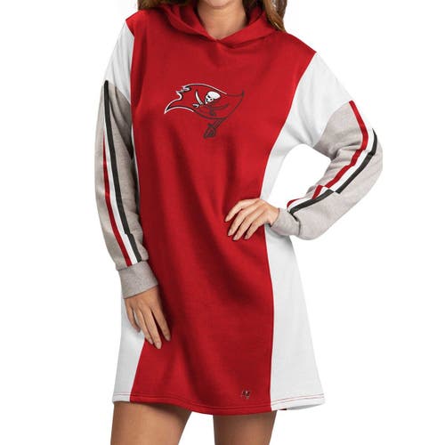 Women's G-III 4Her by Carl Banks Red Tampa Bay Buccaneers Bootleg Long Sleeve Hoodie T-Shirt Dress