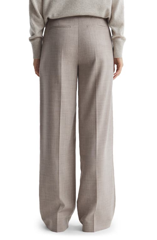 Reiss Oatmeal Wool Blend Wide Leg Suit Trousers In Oatmeal