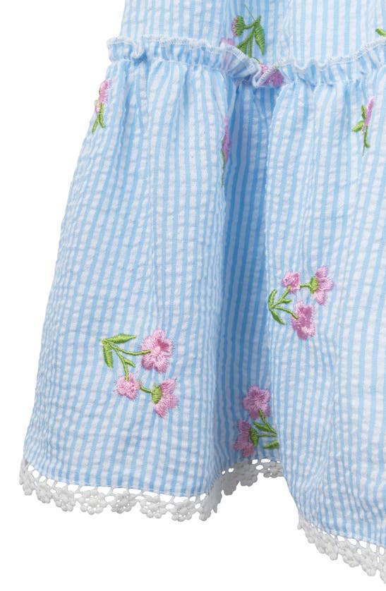 Shop Rare Editions Kids' Embroidered Seersucker Dress & Handbag Set In Blue