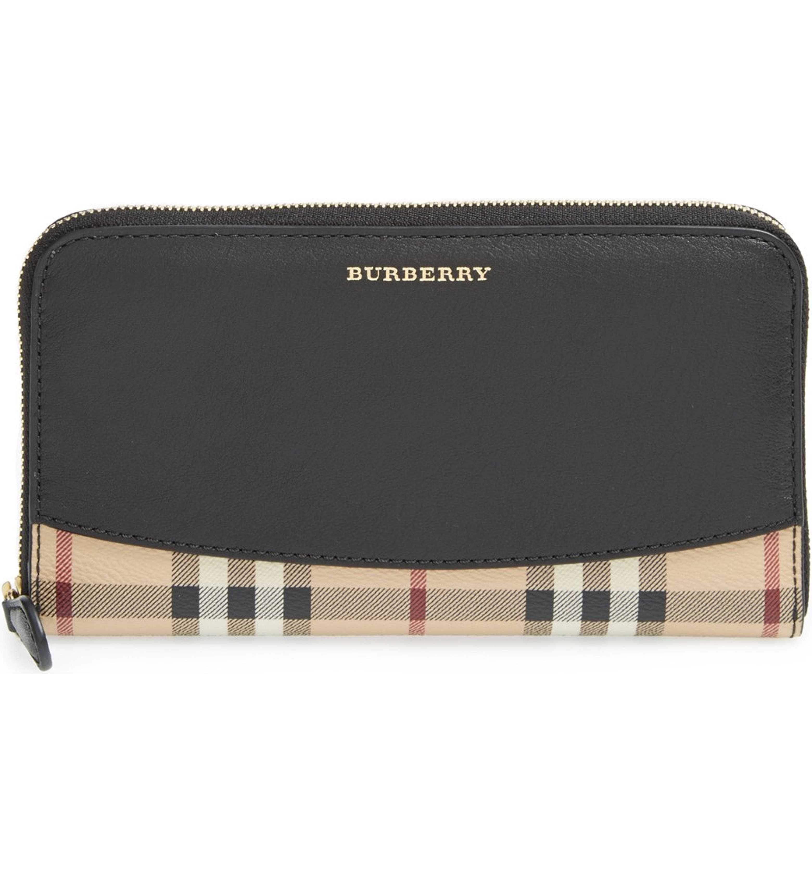 Burberry 'Elmore - Haymarket Check' Zip Around Wallet | Nordstrom