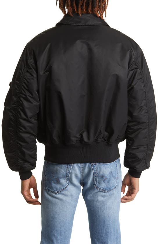 Alpha Industries Embroidered Patch Zip Bomber Jacket In Black