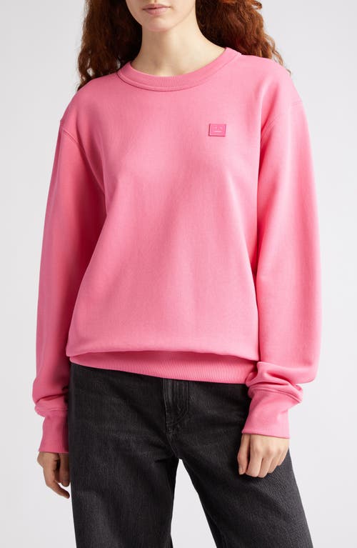 Acne Studios Fairah Face Patch Oversize Cotton Sweatshirt in Bright Pink