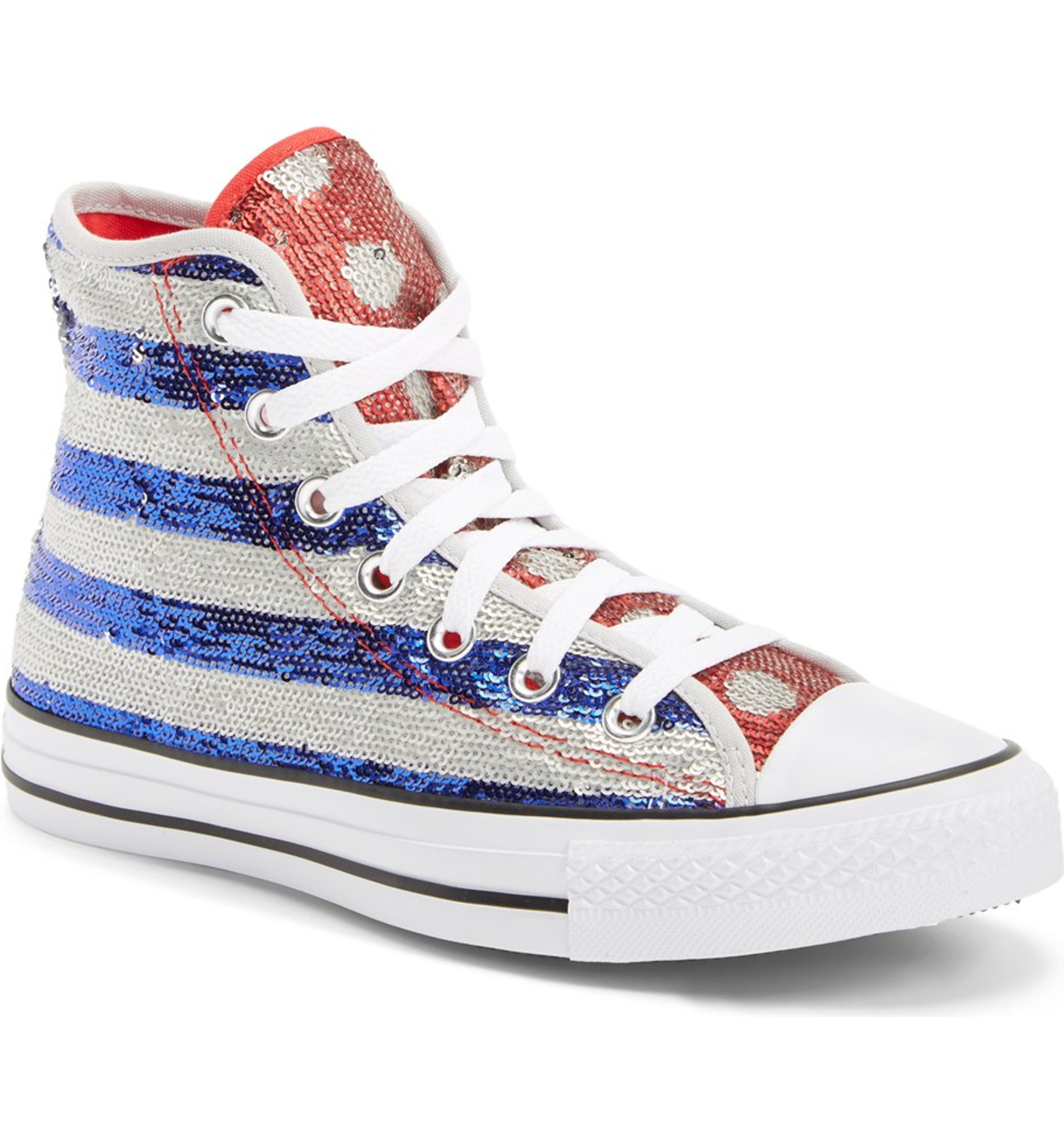 Converse valentine's day chuck taylor all star high top Converse Chuck Taylor® All Star® Sequin Flag High Top Sneaker (Women