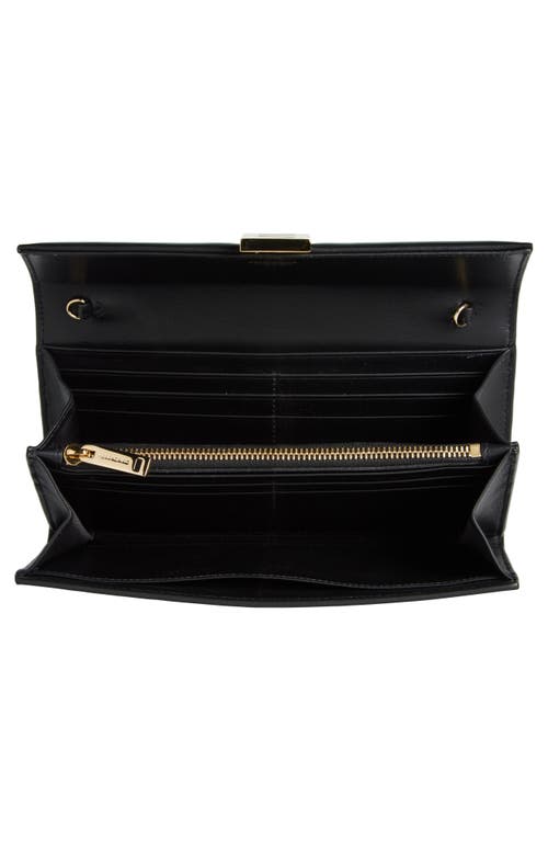 Shop Ferragamo Hug Leather Wallet On A Chain In Nero