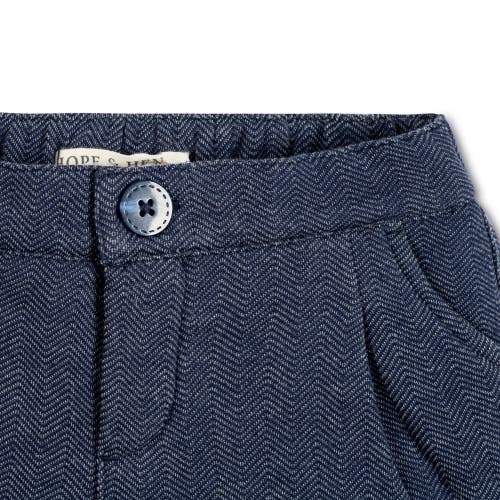 Hope & Henry Girls' Fleece Dress Short, Toddler In Navy Herringbone Fleece