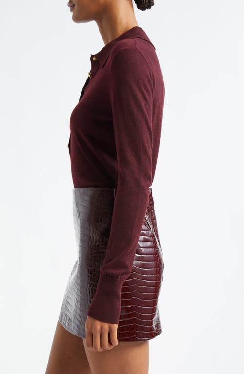 Shop L Agence L'agence Sterling Collar Sweater In Dark Syrah/gold