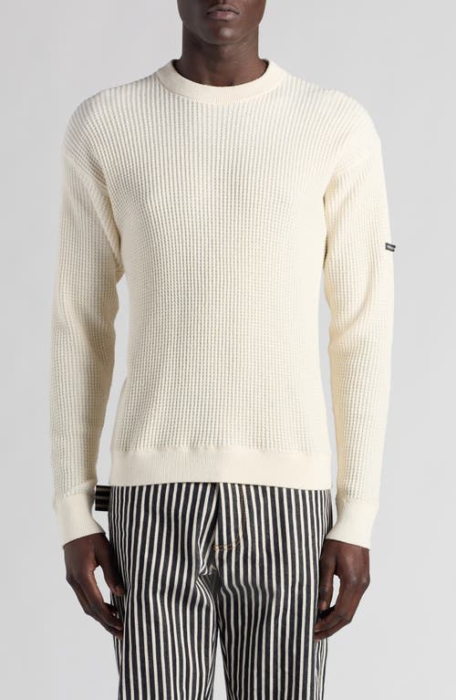 Bottega Veneta Hemp & Cotton Waffle Knit Crewneck Sweater In 9300 Dove/chalk