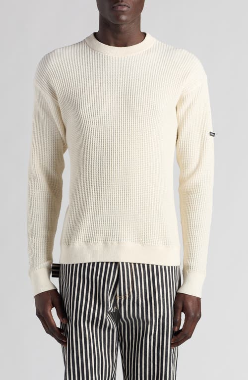 Bottega Veneta Hemp & Cotton Waffle Knit Crewneck Jumper In 9300 Dove/chalk