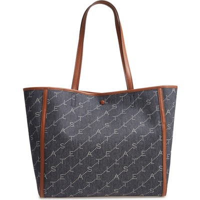 Stella Mccartney Logo Canvas Tote - Blue