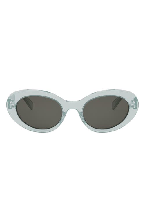 CELINE Bold 3 Dots 53mm Cat Eye Sunglasses in Shiny Light Green /Smoke at Nordstrom
