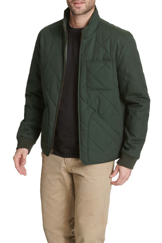 Dockers Cotton Diamond Quilted Jacket In Green