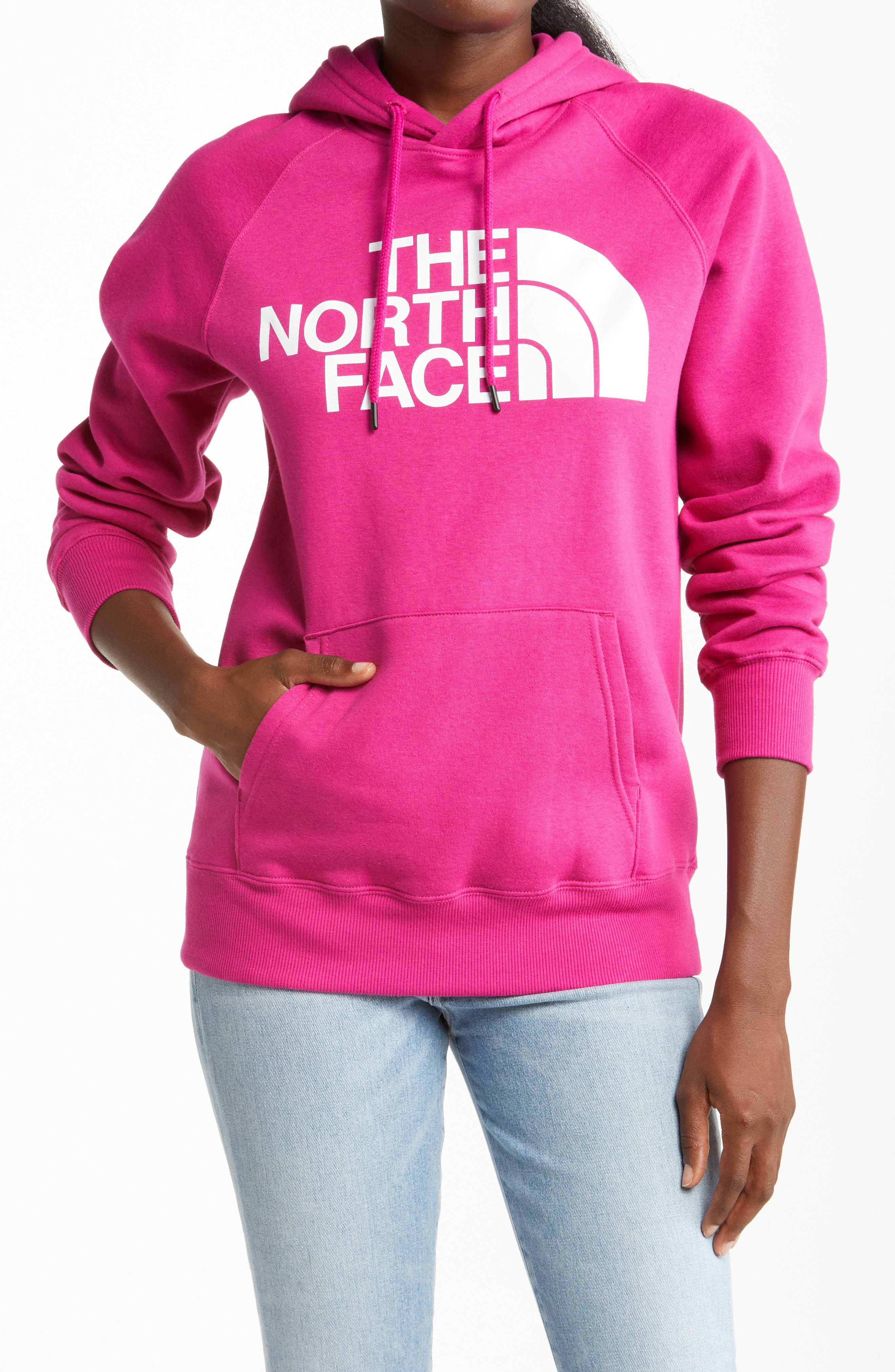 pink north face sweatshirt womens