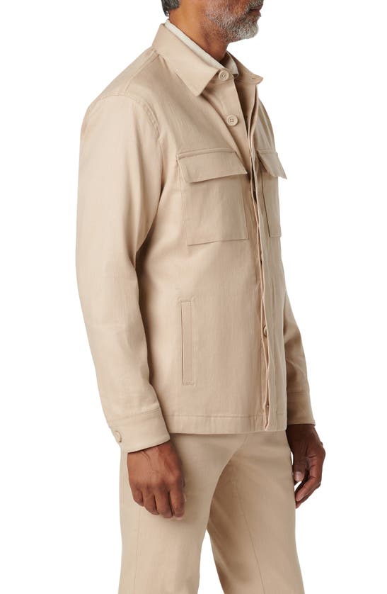 Shop Bugatchi Linen & Cotton Button-up Shirt Jacket In Beige