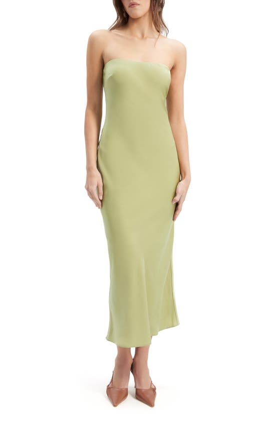 Bardot Casette Strapless Satin Cocktail Dress In Apple Green
