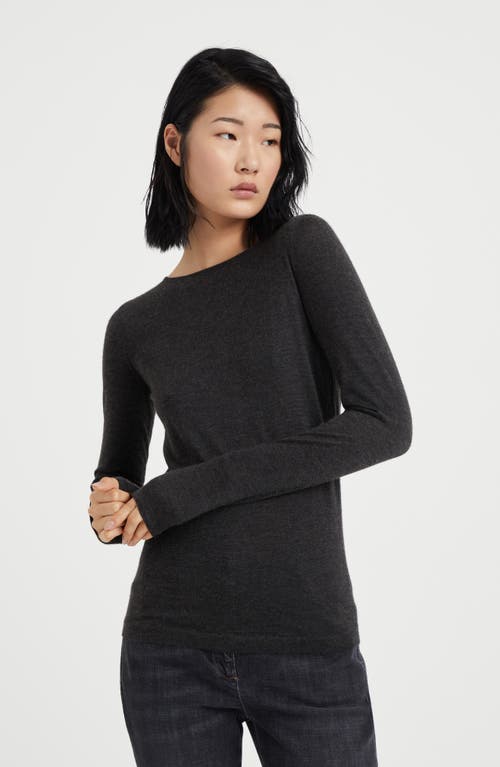 Shop Brunello Cucinelli Cashmere And Silk Sweater In Anthracite