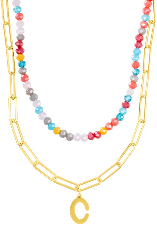 Shop Adornia Initial Layered Necklace In Multi-c