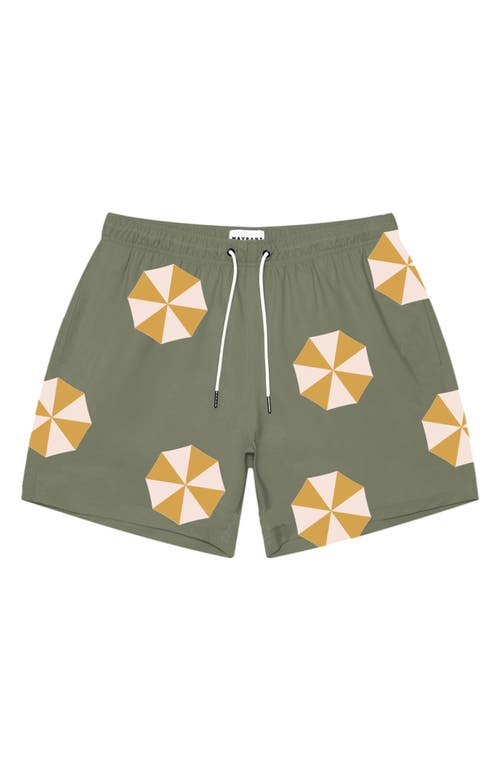 MAVRANS Umbrella Waterproof Swim Trunks in Green 