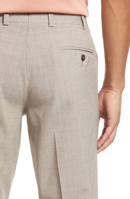 Ted Baker Jerome Soft Constructed Trim Fit Flat Stretch Wool Pants In Tan