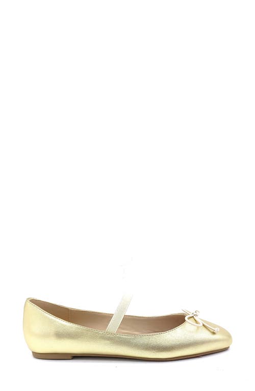 Kenneth Cole Myra Mary Jane Flat In Soft Gold Leather