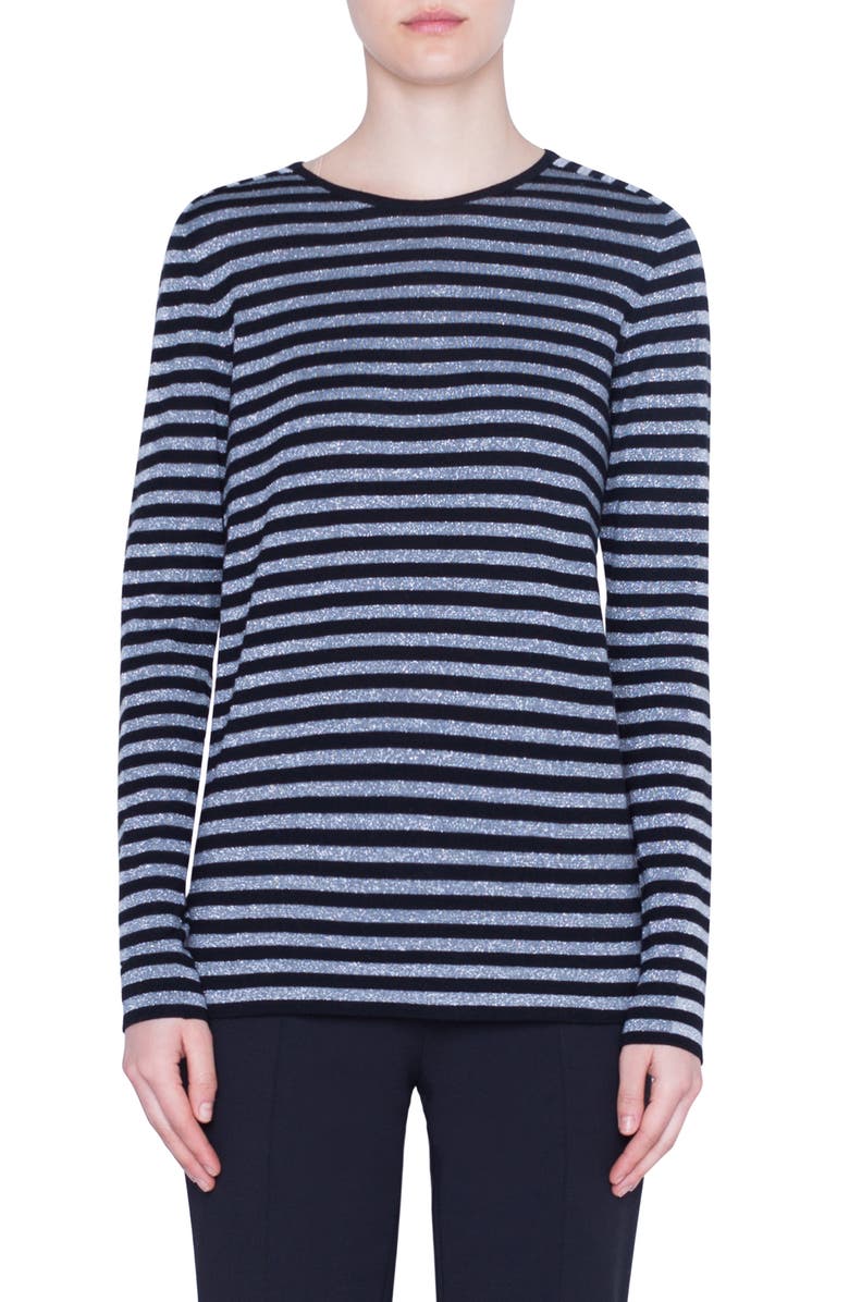 Akris punto Metallic Stripe Wool Blend Sweater | Nordstrom