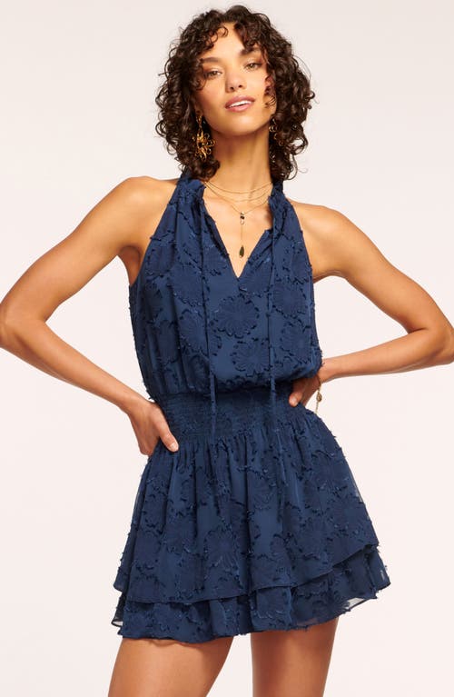 Shop Ramy Brook Hester Floral Appliqué Minidress In Spring Navy Jacquard