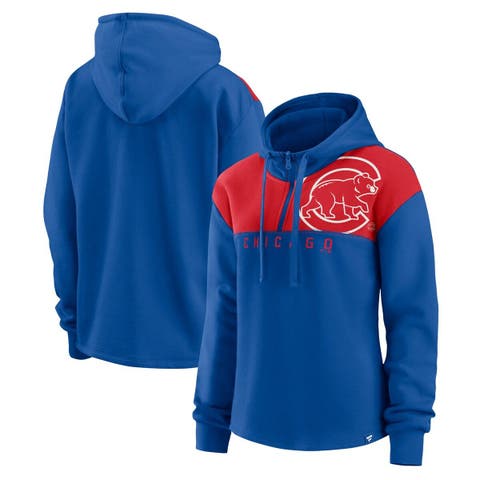 Women's Fanatics Branded Navy Boston Red Sox Iconic Overslide Color-Block  Quarter-Zip Hoodie