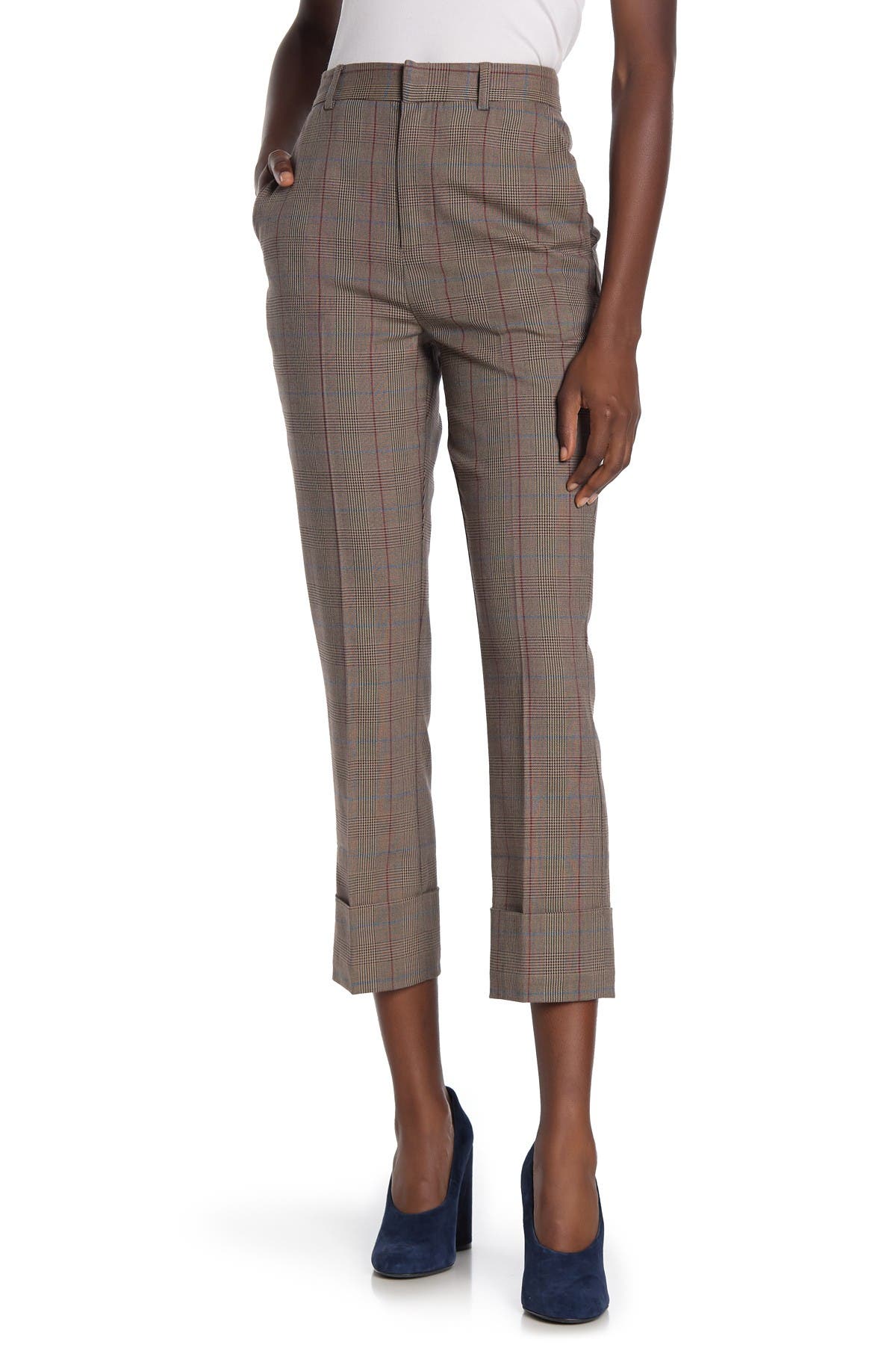 cuffed plaid pants