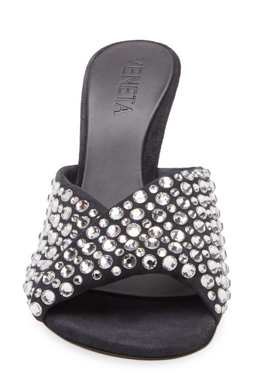 Shop Bottega Veneta Blink Rhinestone Lambskin Suede Sandal In Shadow