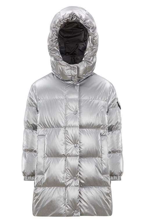 Moncler Kids' Amra Down Long Parka in Silver at Nordstrom, Size 6Y